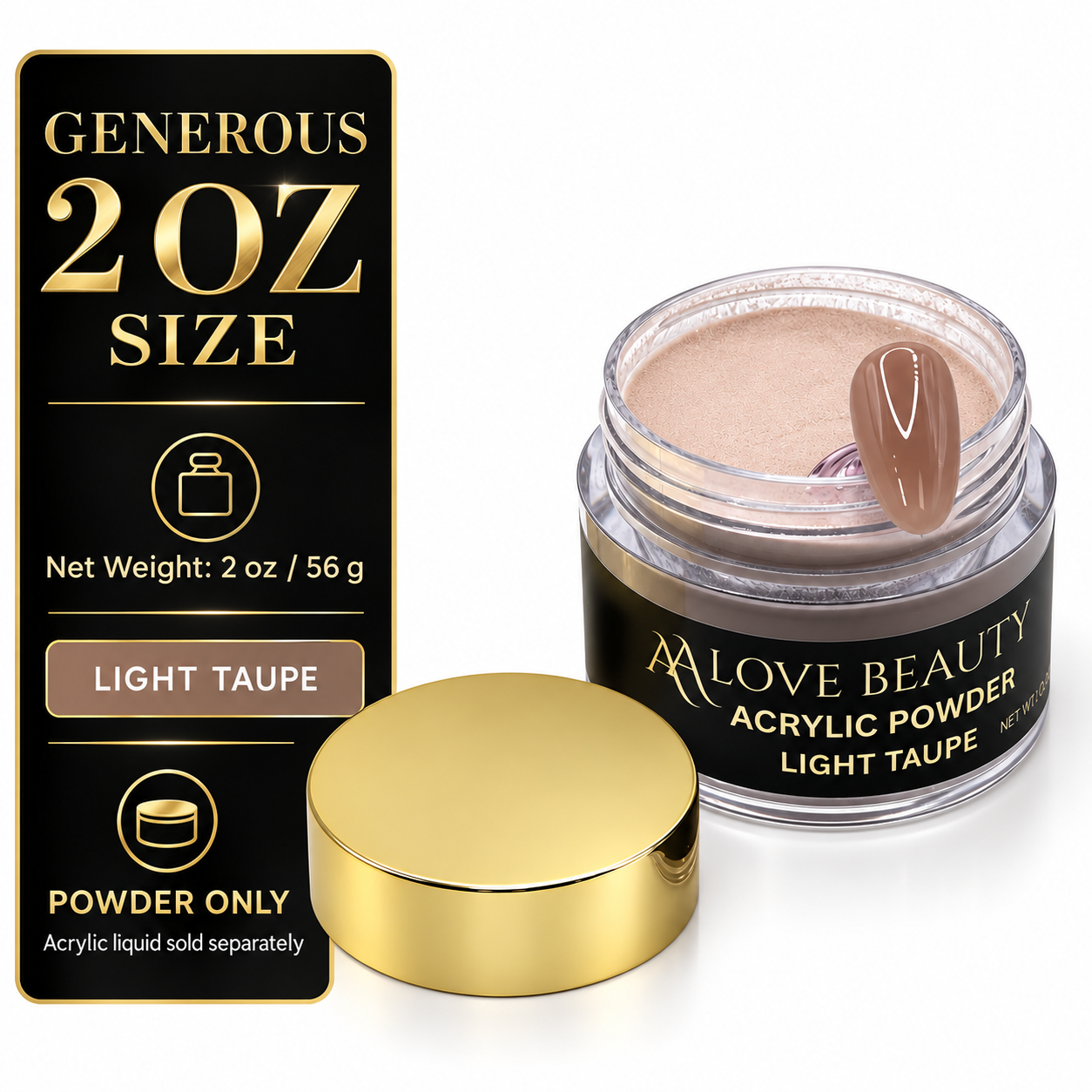 AALOVE BEAUTY Light Taupe Acrylic Powder, 2 oz